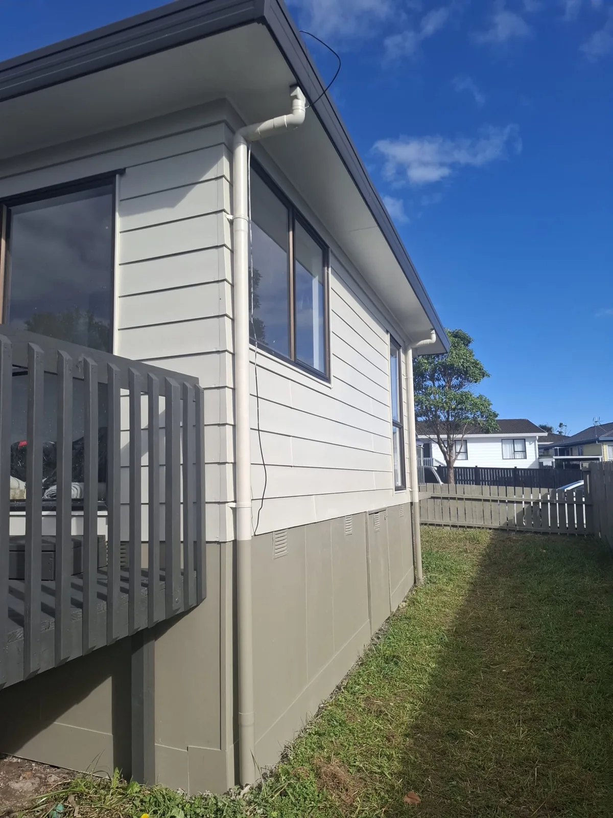 Freshly painted residential weatherboard exterior