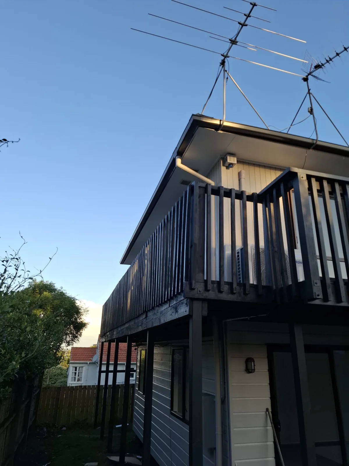 Freshly coated residential deck and balustrade