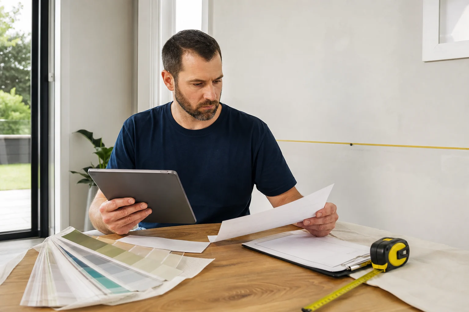 Painter preparing a fixed quote from project measurements